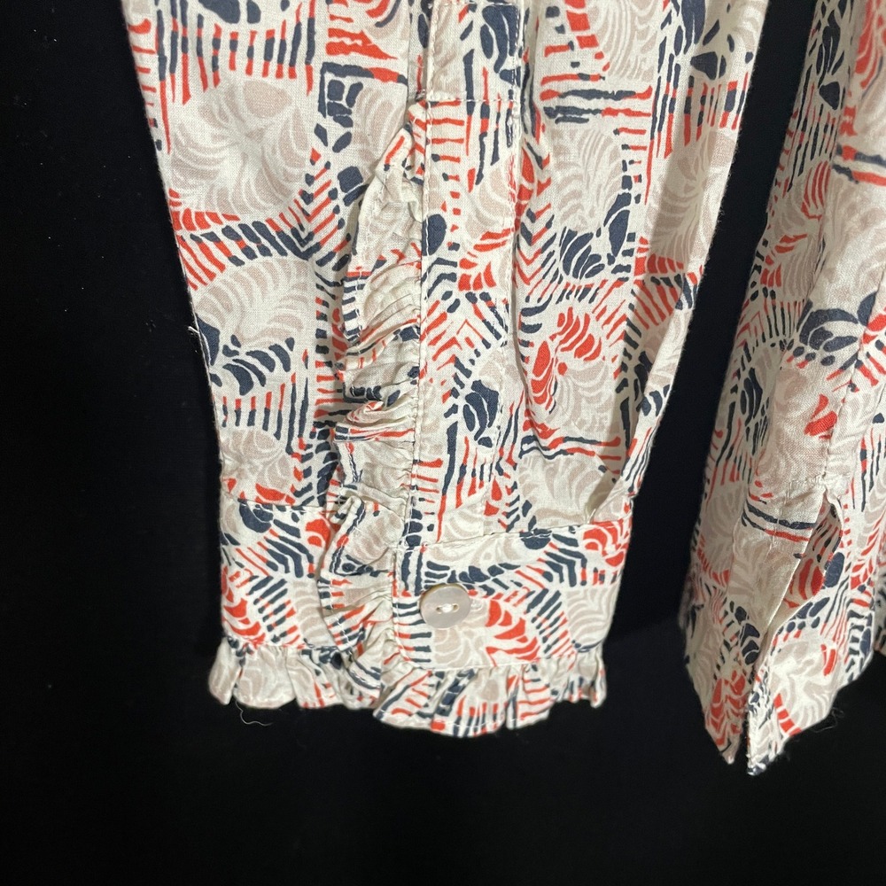 Wrap London Ruffle Trim Button Down Shirt Cotton Peter Pan Collar Cottagecore 12 - Picture 3 of 5